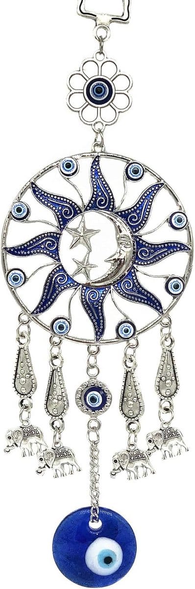 Beschermend Turks Blauw Boze Oog Muurdecoratie Amulet Ornament - Inclusief Opbergzakje