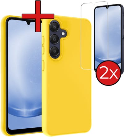 Hoesje - Met 2x Screenprotector - Geschikt voor Samsung Galaxy A26 - Sterk & Shockproof - Telefoon Hoes - Back Cover - Siliconen Case - Telefoonhoes - Geel