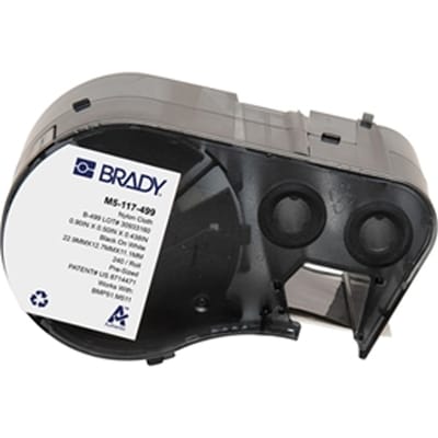 Brady M5-117-499 nylonweefsel labels zwart op wit | 12,7 mm x 25,4 mm (origineel)