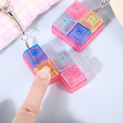 Happy Trendz® Tetris Fidget Keyboard | 2 stuks geleverd | Keychain met Licht | Decompressie Toy | Mini Game Gadget | Sensorisch Speelgoed
