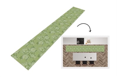 Keukenloper - Loper keuken - Psychedelisch - Bladeren - Groen - Vintage - Design - 300x50 cm - Keukenloper vinyl
