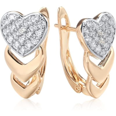 Nouveautés Boucles d'Oreilles Pendantes Zircon Naturel Incrustation Micro-Cire Couleur Or Rose Mode Bijoux de Mariage pour Femmes Boucles d'Oreilles Cœur beige