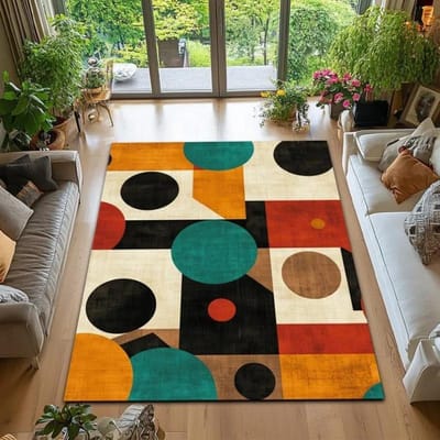 Mid Century Boho Tapijt Retro Geometrisch Patroon Vloerkleed Antislip Tapijt voor Huis Woonkamer Slaapkamer Decor Sofa Tafel Grote Kleden 160x230cm-63x91in