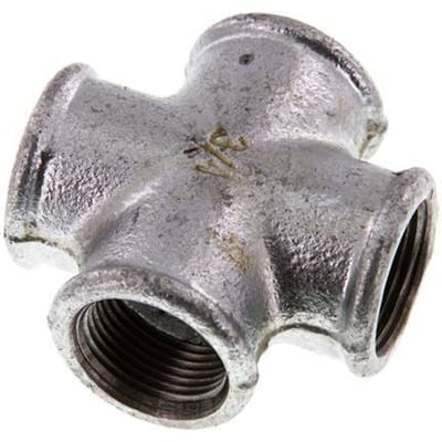 Rp 3/4'' Binnendraad Verzinkt Gietijzeren Kruissok 25 Bar