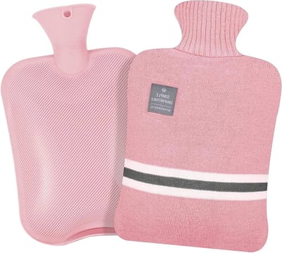2 Liter Warmwaterkruik met Zachte Gebreide Hoes - Lekvrij - Pijnverlichting - Warmte Koude Therapie - Groot - Gezellig - Roze