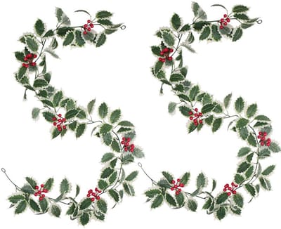 Dailygoods- Kerstslinger 2 stuks - 200 cm kunstmatige den - Bessen/bladdecoratie - Feestelijke winterdecoratie - Geschikt voor binnengebruik - Lichtgewicht en buigzaam - Kerstdecoratie