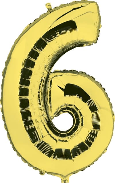 Folieballon Cijfer 6 Goud - 92 cm