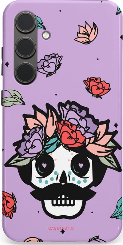 Casetastic Hoesje Geschikt voor Samsung S24 Plus - Stijlvolle Beschermende Duo-layer Case - Schedel Snor