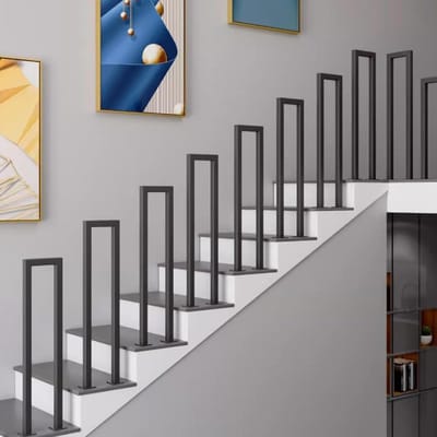 Metalen Leuning - Trapleuning Buiten - Veilige Toegang - Smeedijzeren Constructie - 50 cm Lengte - Zwart