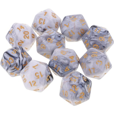 Lot de 10 dés polyédriques à 20 faces D20, accessoires de jeu de rôle, fournitures de jeu de société – Couleurs doubles