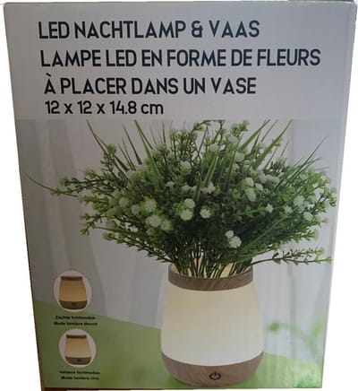 LED nachtlamp & vaas ø 12 cm | Moederdag cadeautje
