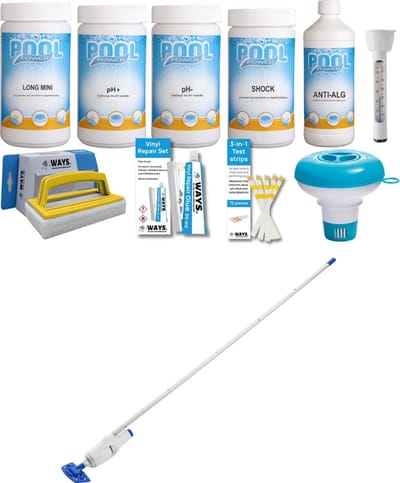 WAYS - Zwembad Onderhoud - Pakket Medium Deluxe & Oplaadbare zwembad stofzuiger