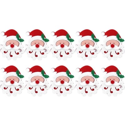 10 Pièces Patchs en Tissu de Noël Tissu Non Tissé Accessoires de Décoration de Fête(père Noël )