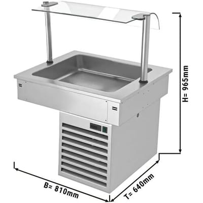 GGM Gastro Einbau Kühlwanne - 800mm - +2 bis +8 °C - 2x GN 1/1 - 190 Watt - mit Glas-Hustenschutz Zilver