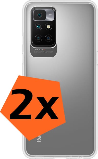 Hoes - 2 Stuks - Geschikt voor Xiaomi Redmi 10 2022 - Sterk & Shockproof - Case Siliconen - Back Cover - Telefoon Hoes - Transparant