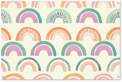 Tuinposter 120x80 cm - Tuindecoratie Regenboog - Pastel - Patroon - Poster voor in de tuin - Buiten decoratie - Schutting tuinschilderij - Tuindoek muurdecoratie - Wanddecoratie balkondoek