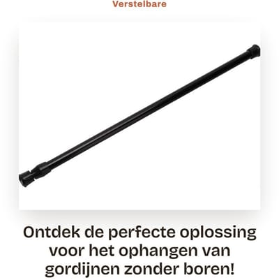 Dailygoods- Gordijnroede Verstelbaar - Gordijnroede Zonder Boren - Uitschuifbare Gordijnroede - Spanstang - Antislipvoet - Koolstofstaal