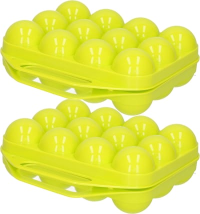 Plasticforte Eierdoos - 2x - koelkast organizer eierhouder - 12 eieren - groen - kunststof - 20 x 19 cm