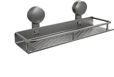 Multifunctioneel Zuignaprek Keuken en Badkamer – Wandmontage Opslagrek zonder Boren, Keukengerei Houder, Kruidenrek, Badkamer Organizer, Zuignap Wandrek, Opbergrek zonder Boren - Grijs - 50cm