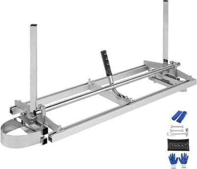 Draagbaar Zaagzaag, 35 cm-90 cm Leitrail, Gegalvaniseerd Staal, Kettingzaagplanken 0,5 cm-30 cm Dikte, Zaaghout Zaagmachine voor Bouwers, Zilver