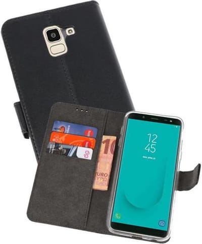 Booktype Telefoonhoesjes - Bookcase Hoesje - Wallet Case - Geschikt voor Samsung Galaxy J6 2018 - Zwart