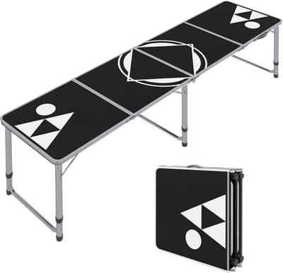 Outsunny-Bierpong Tisch-Aluminium, MDF-Schwarz