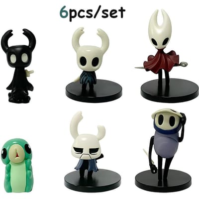 6 pièces/Ensemble Jouets Figurine Hollow Knight Silk Song Le Chevalier Hornet Zote Grub Figurine de Collection Modèle Poupée black