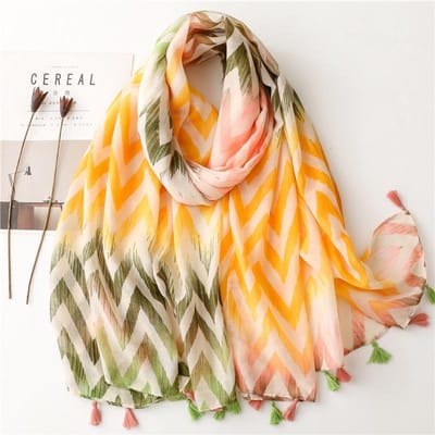 Bloemige Kwast Viscose Sjaal Dames Sjaals en Wraps Hoofddoek Dames Haarband Luxe Moslim Hoofddoek 180*90Cm Sjaal Bandana's orange