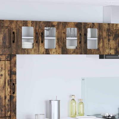 vidaXL - Wandglas - Kasten - PORTO - Rook - Eiken - 60 - x - 31 - x - 40 - cm - Bewerkt - hout