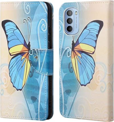 Coverup Hoesje - Geschikt voor Motorola Moto G31 / G41 Hoesje - Coverup Book Case - Blauwe Vlinder
