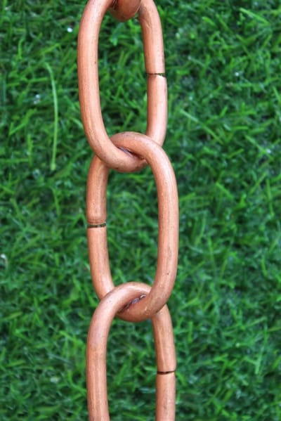 Regenketting - Koperen ketting - Waterafvoer tuin - Pure koperen ringen - 259 cm - Koper