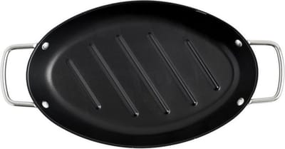 Orange85 Ovale Grillpan - Barbecue - Anti Aanbak - 32,5x20,5x3,5cm - Metaal