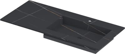INK Post wastafel in keramische slab met envelop bodem wasbak rechts met ,2 kraangaten, 100x45x1cm, lauren black mat