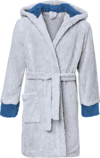 Timone Kinderen Badjas met Capuchon - Wasmachine bestendig - Polyester - TI-Kids - Grijs/Jeans (717/654) - 110-116