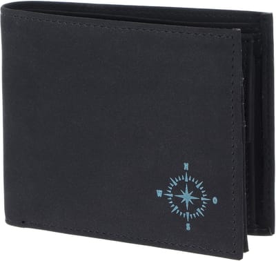 oxmox portemonnee New Cryptan RFID Protect Querscheinbörse Windrose 2.0 Print Cyan Black zwart