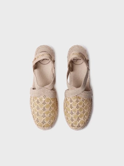Vegan espadrille voor dames van veelkleurige stof met sleehak | TERRA-TT