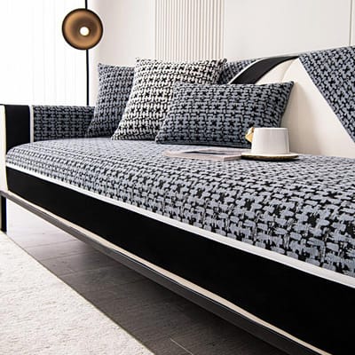 Chenille Bankhoes Zwarte Rand Antislip Beschermer Stoelhoes Europese Bankhoes Bankhanddoek voor Woonkamer Decoratie Bankkussen 70x70cm 1pcs