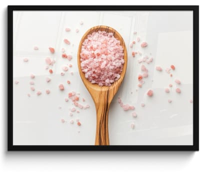 Poster in lijst - Fotolijst 70x50 cm - Posters - Lepel - Zout - Roze - Posterlijst zwart - Decoratie - Wanddecoratie woonkamer - Muurdecoratie slaapkamer