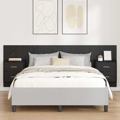 vidaXL - Hoofdeinde - Met - Kast - 3 - st - Zwart - Eiken - Bewerkt - hout