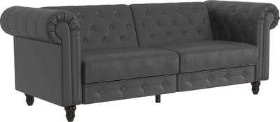 Felix 3-Zits Slaapbank met Verstelbare Rugleuning - Grijs PU - 236 cm