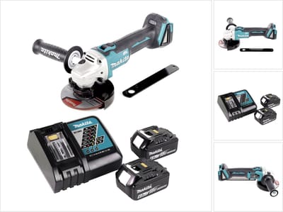 Makita DGA 506 RG accu haakse slijper 18 V 125 mm borstelloos + 2x accu 6.0 Ah + lader