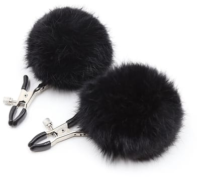 Smart Moves - Tepelklemmen met Fluffy Pompoms - Zwart