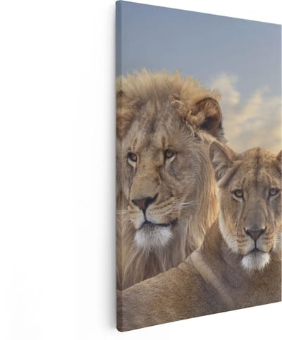 Artaza Canvas Schilderij Leeuw - 40x60 cm - Wanddecoratie Leeuw En Leeuwin - Muurdecoratie Dieren - Schilderijen Op Canvas