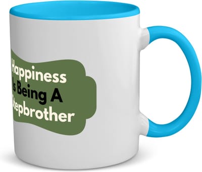 Akyol - happiness is being a stepbrother koffiemok - theemok - zwart - Broer - de liefste stiefbroer - verjaardag - cadeautje voor broer - broer artikelen - kado - geschenk - 350 ML inhoud