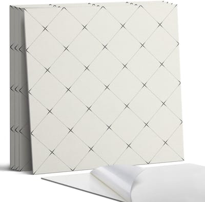 Coloray Wandpanelen Zelfklevend - Geometrisch ruitpatroon Zelfklevende Wandpanelen - 50 cm x 50 cm - Romig Wandpaneel PVC - 4 stuks - Texturen Wandpanelen Zelfklevend - Wandpaneel Keuken - Wandpanelen Badkamer