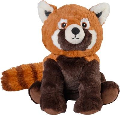 Warmies warmte/magnetron knuffel rode panda - rood/bruin - 25 cm - pittenzak - opwarm knuffel