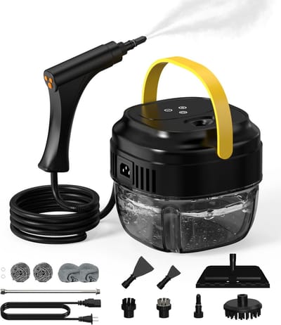 Handstoomreiniger, waterreservoir van 1,7 liter, 6 instelbare standen, draagbare stoomreiniger, snelle opwarmtijd van 15 seconden, hogedrukstoomreiniger van 1500 watt.