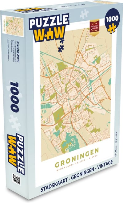 Puzzel Stadskaart - Groningen - Vintage - Legpuzzel - Puzzel 1000 stukjes volwassenen - Plattegrond