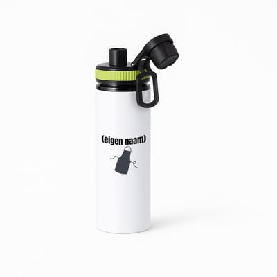 Hacebo® - schort waterfles met draaidop groen - Kok - iemand die goed kan koken - met eigen naam - leuk cadeau voor iemand die chefkok is - cadeau - kado - water fles - 850ML
