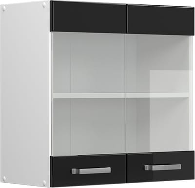 Vicco R-Line Glazen keukenkast – 60 cm Zwart hoogglans